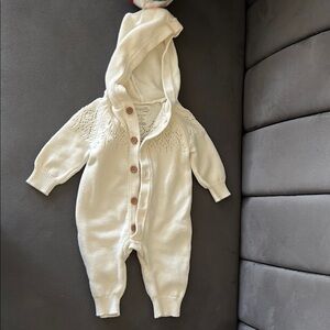 Cream Knit Baby One Piece